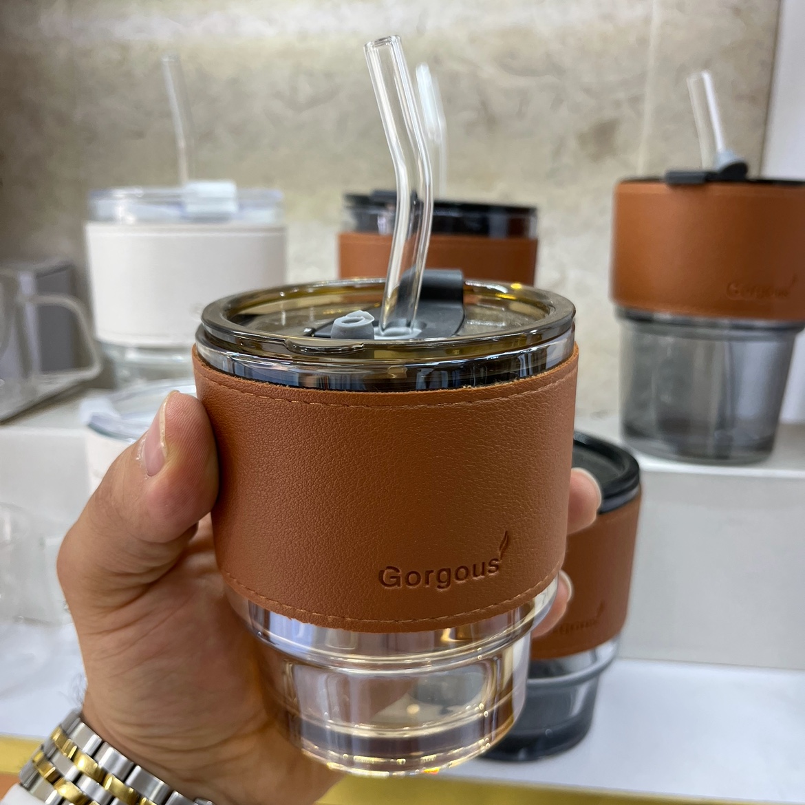 ماگ اسموتی دور چرمی مدل شامپاین