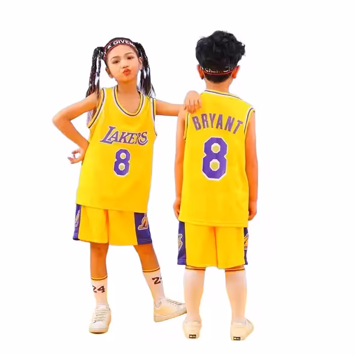 پیراهن و شورت بسکتبالی بچه گانه لیکرز زرد شماره 8