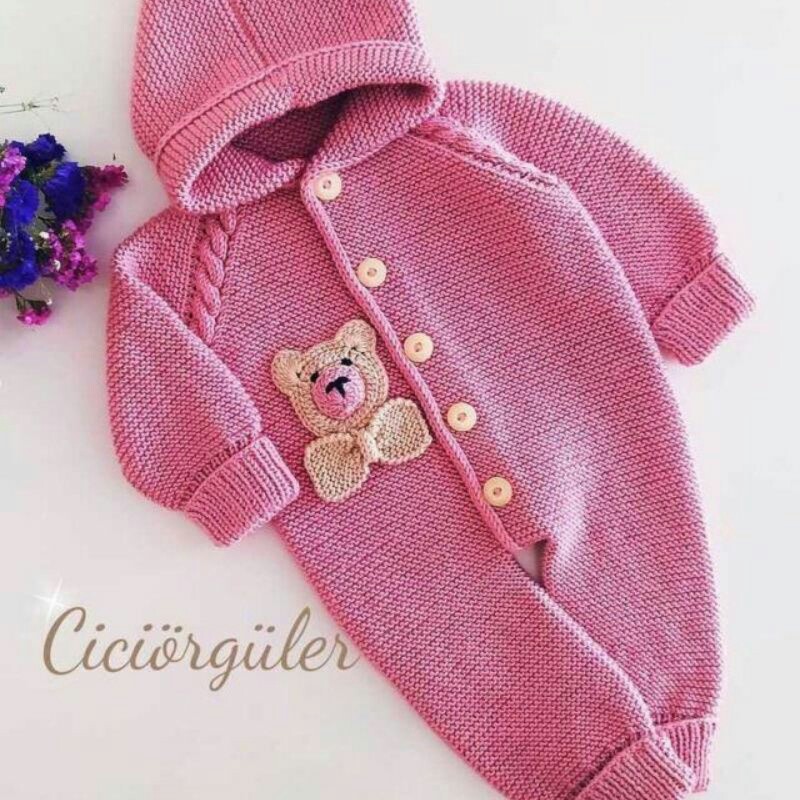 سرهمی کلاهدار خرسی دستبافت بافته شده با کاموا ترک