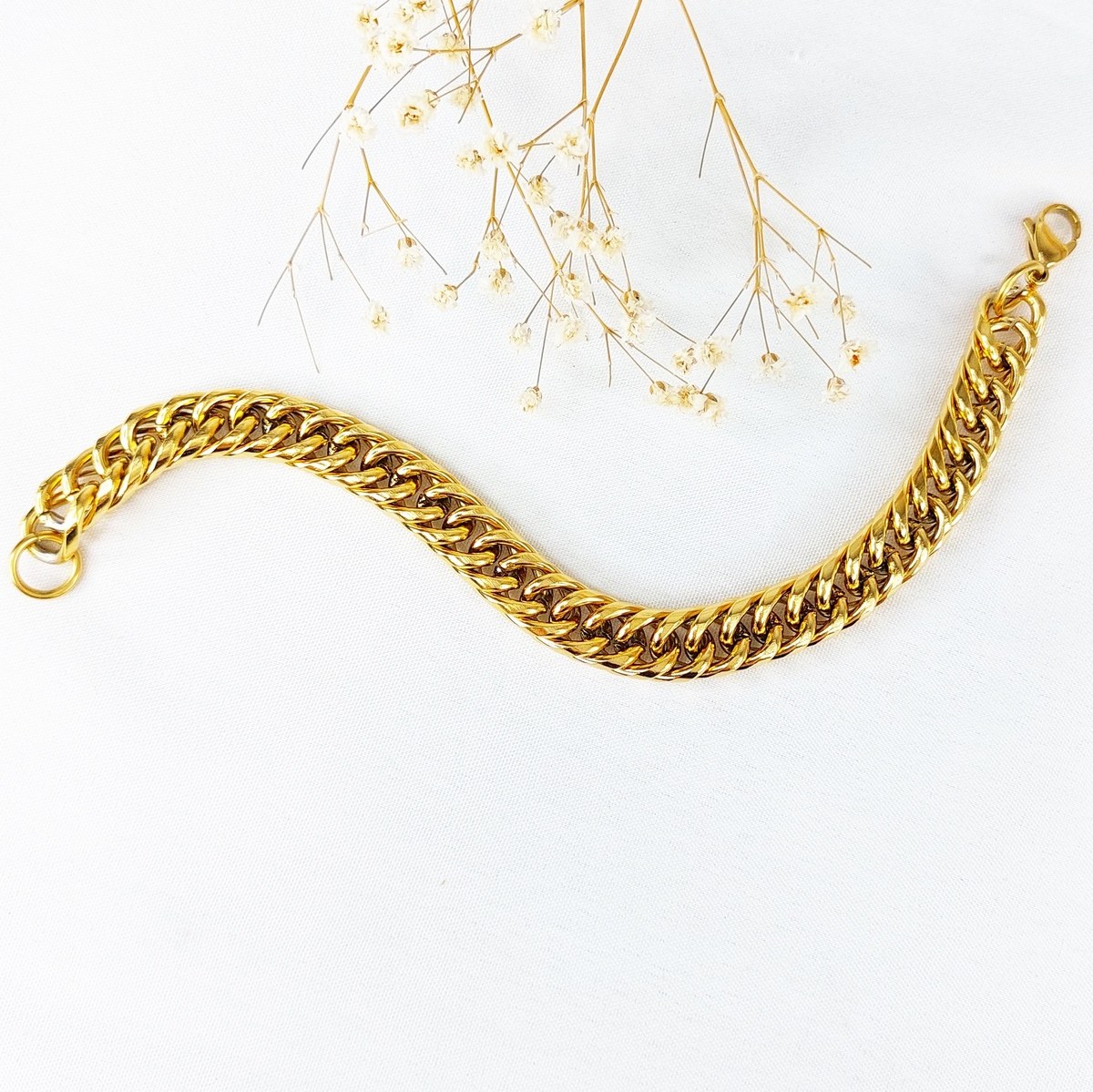 دستبند کارتیر استیل طلایی با کد 11253