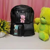 کوله دخترانه جادار کیف دخترانه جیب طلقی عروسک دار  