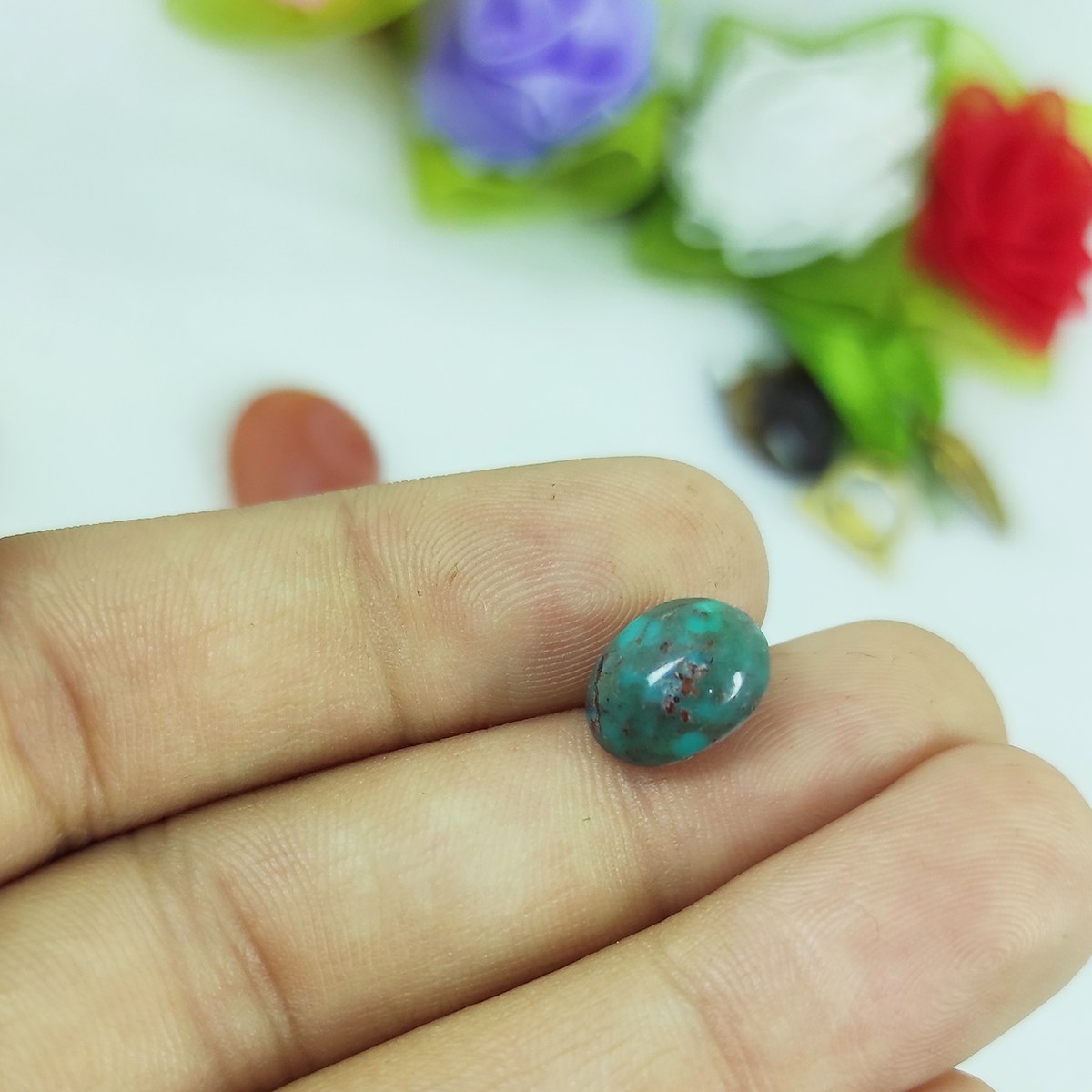 سنگ فیروزه نیشابور طبیعی بیضی کد لودیک Pc1-2