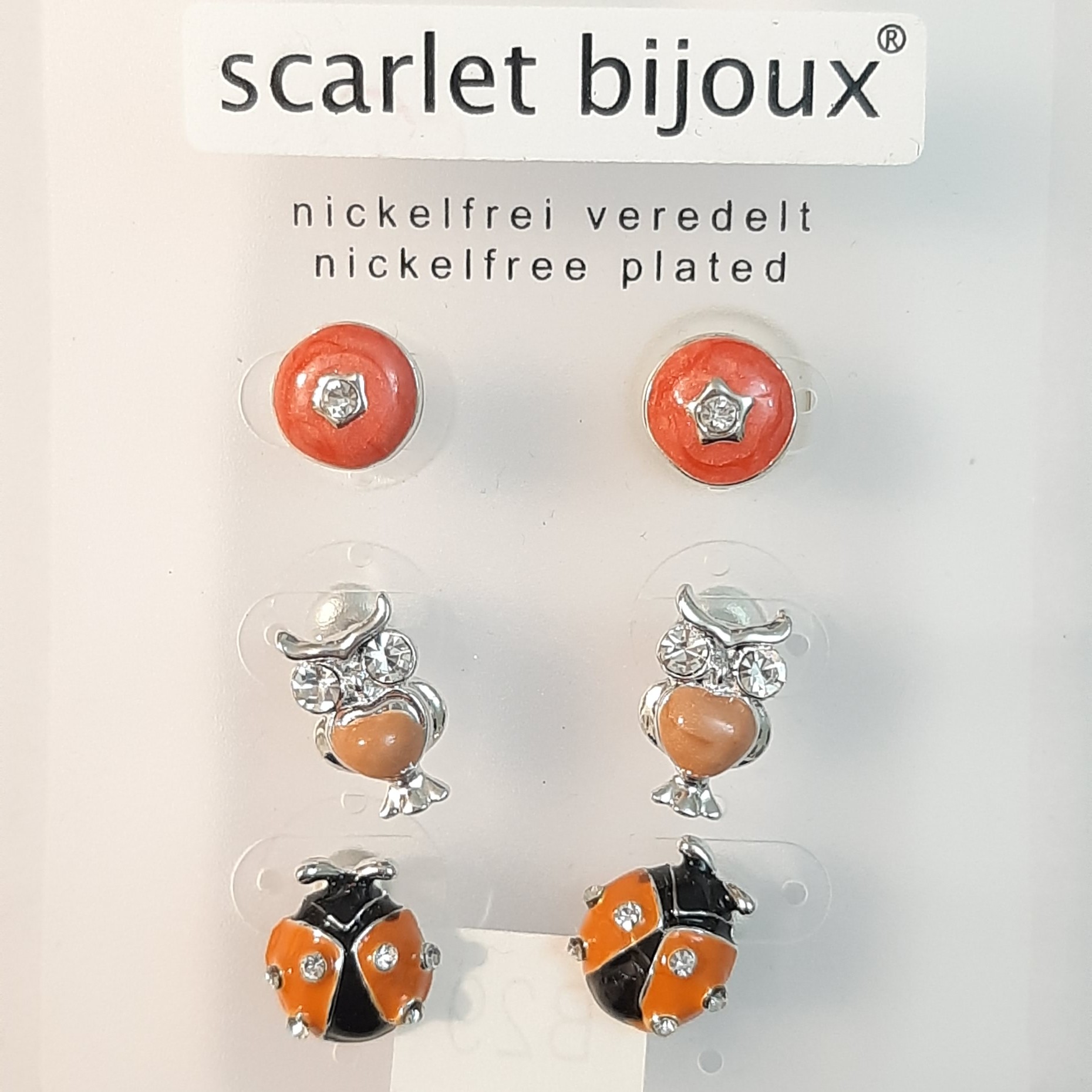 پک 3 جفتی گوشواره میخی جغد 2  اسکارلت بیژوکس آلمان کد 1041(ارسال رایگان )