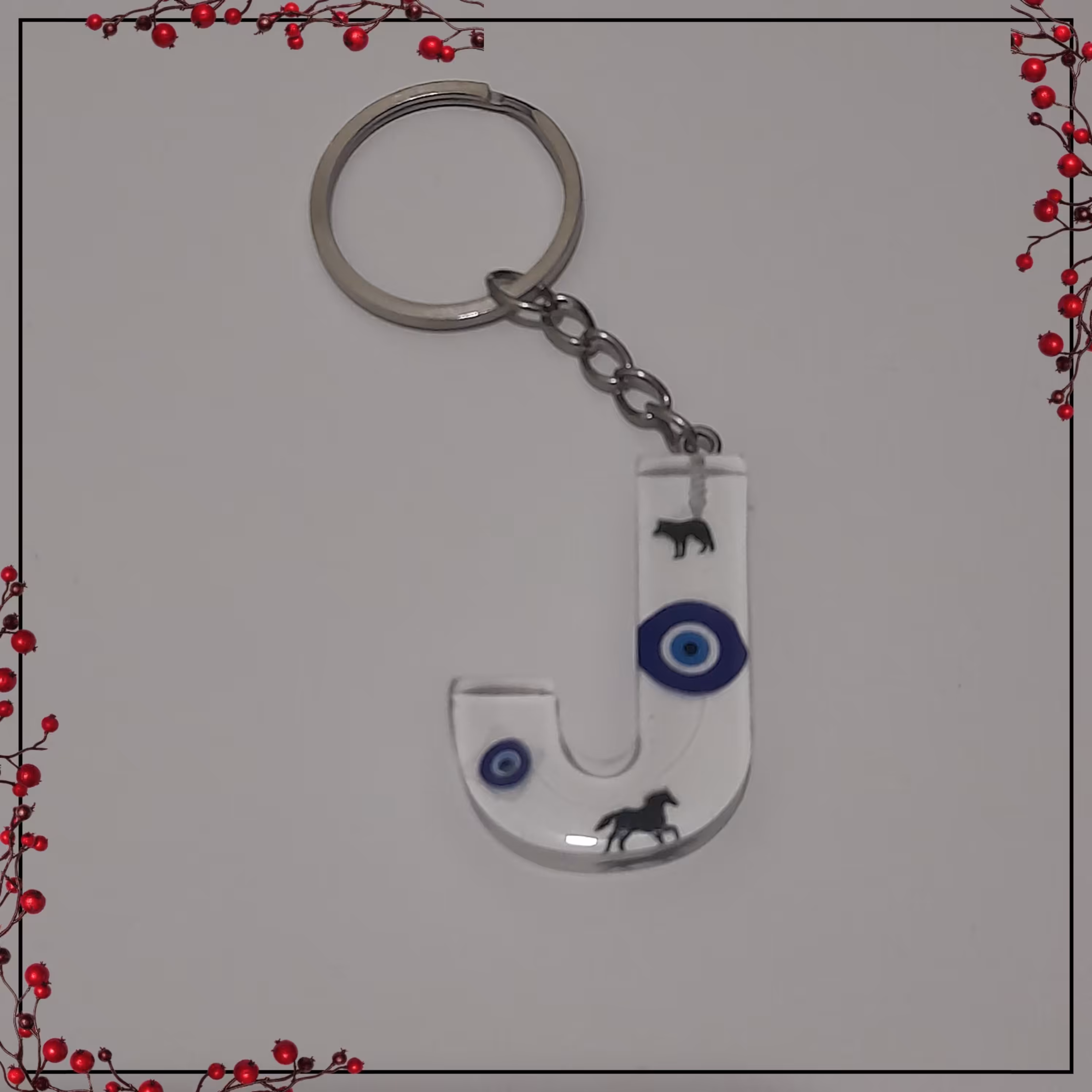 سر کلیدی رزینی حروف انگلیسی حرف J بی رنگ