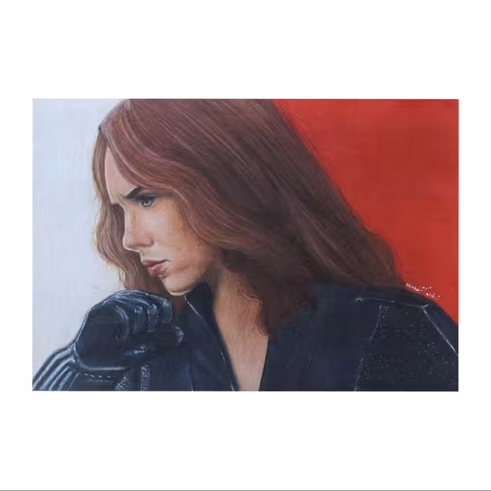 نقاشی مداد رنگی مدل Black Widow اسکارلت جوهانسن کد 01