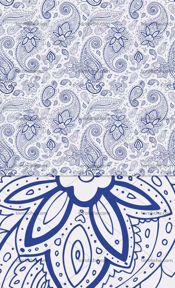 وکتور ترمه سنتی آبی رنگ | گرافیک با طعم تربچه