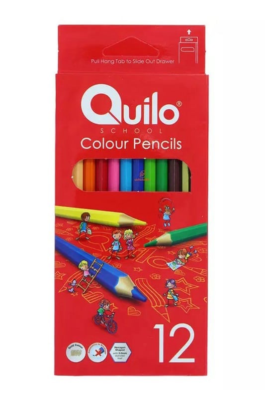 مداد رنگی 12 رنگ جعبه مقوایی کوییلو quilo
