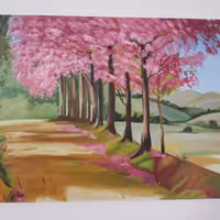 تابلوی رنگ وروغن طرح بهار ابعاد 50 در70