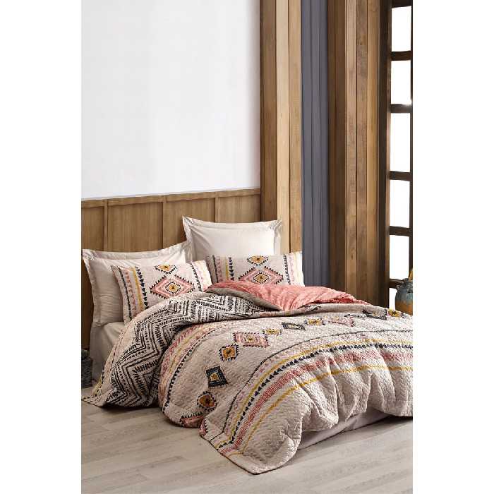 ست روتختی پنبه دوزی کاتن باکس مدل Ethnic Felix Kiremit تک نفره 3 تکه