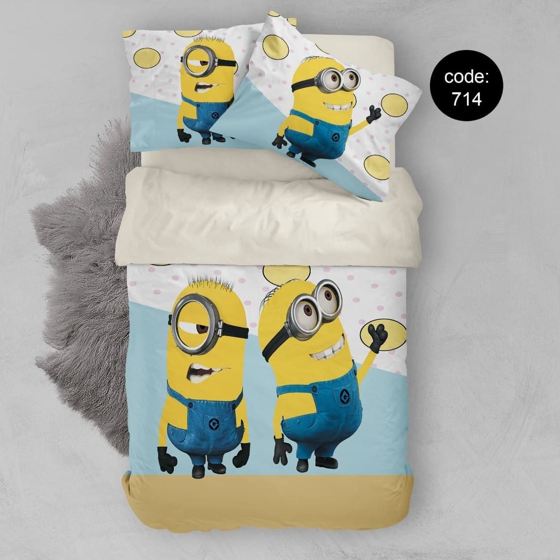 سرویس  روتختی تکنفره 4تکه چاپی قابل ست با پرده با انتخاب جنس پارچه کد714