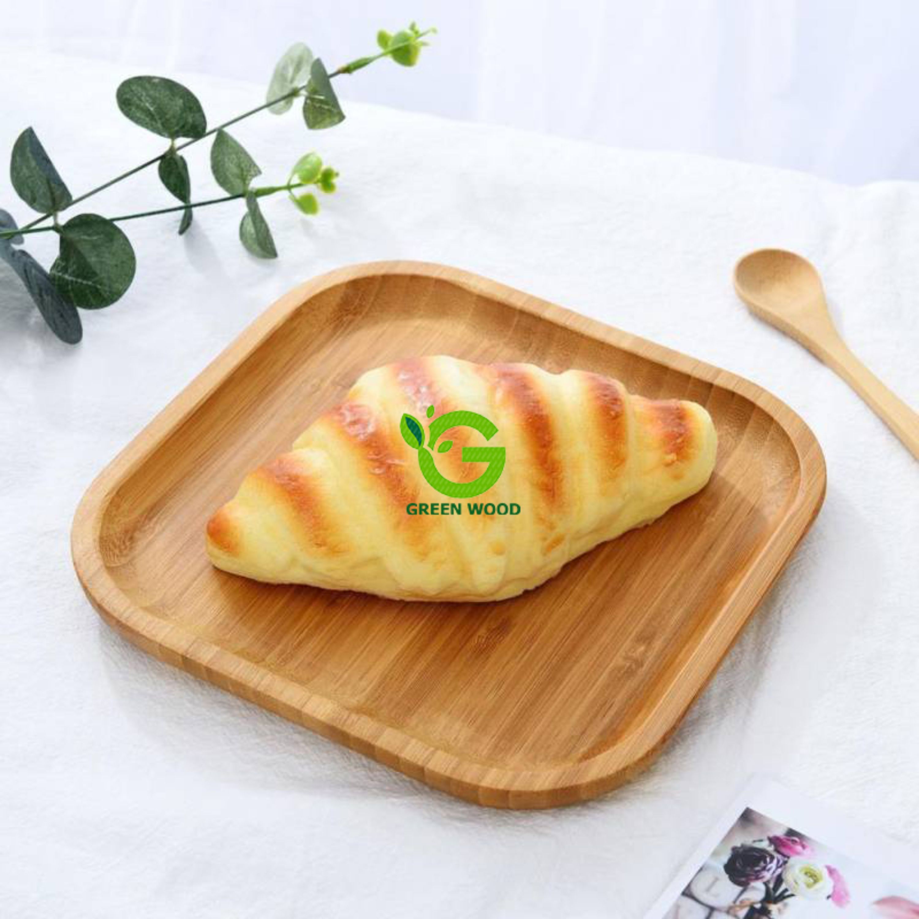 سینی پذیرایی چوبی بامبو مدل sq20 کد Gw140701017