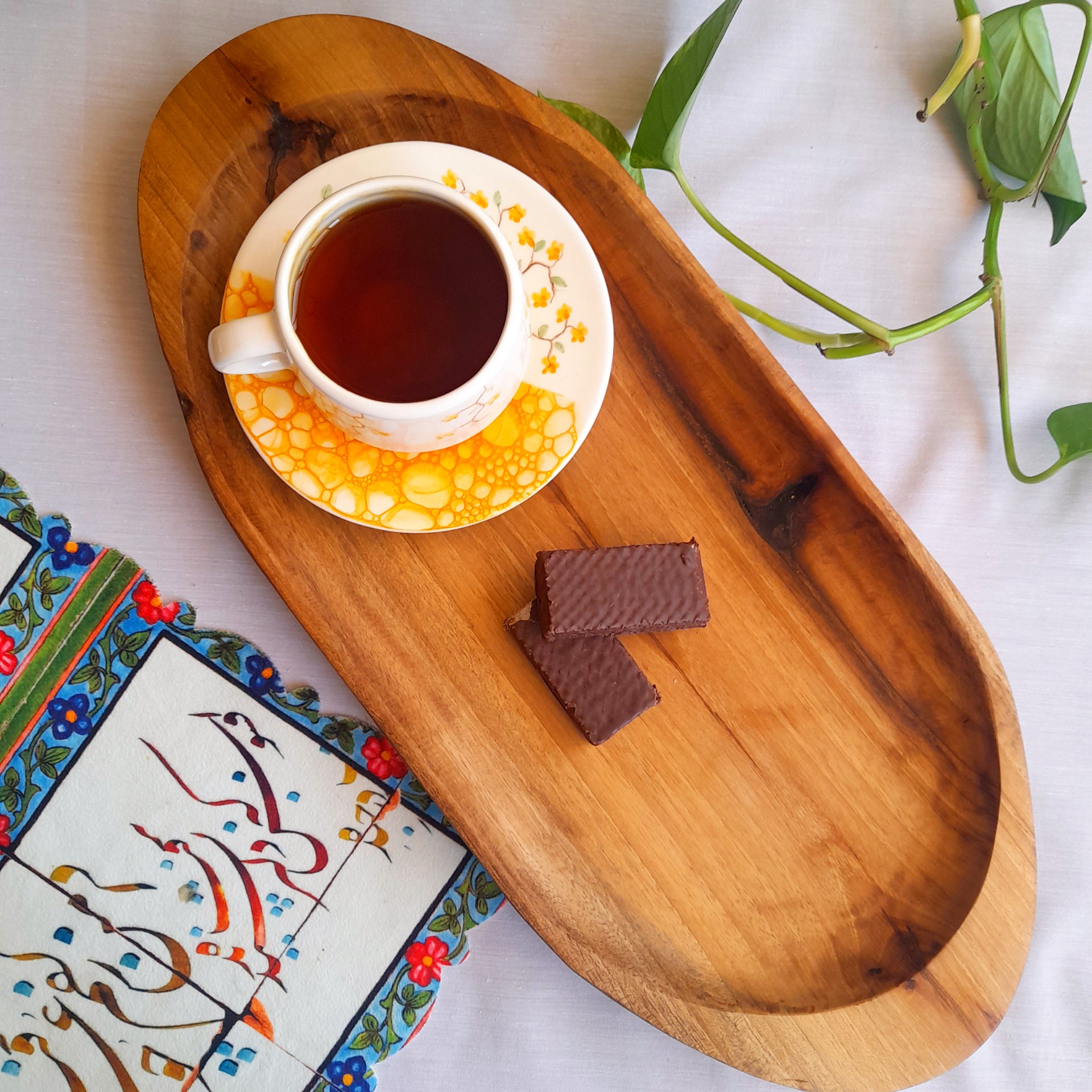 سینی چوبی دستساز ، ساخته شده از چوب گردو ، ابعاد تقریبی 20در 45