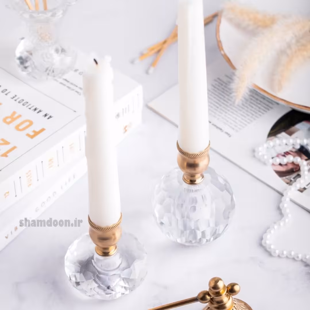 جاشمعی شیک و خاص برنجی و کریستال 