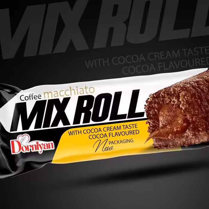 کیک ماکیاتو 65گرمی میکس رول درنیان در بسته 12 عدد باطعم قهوه ماکیاتو