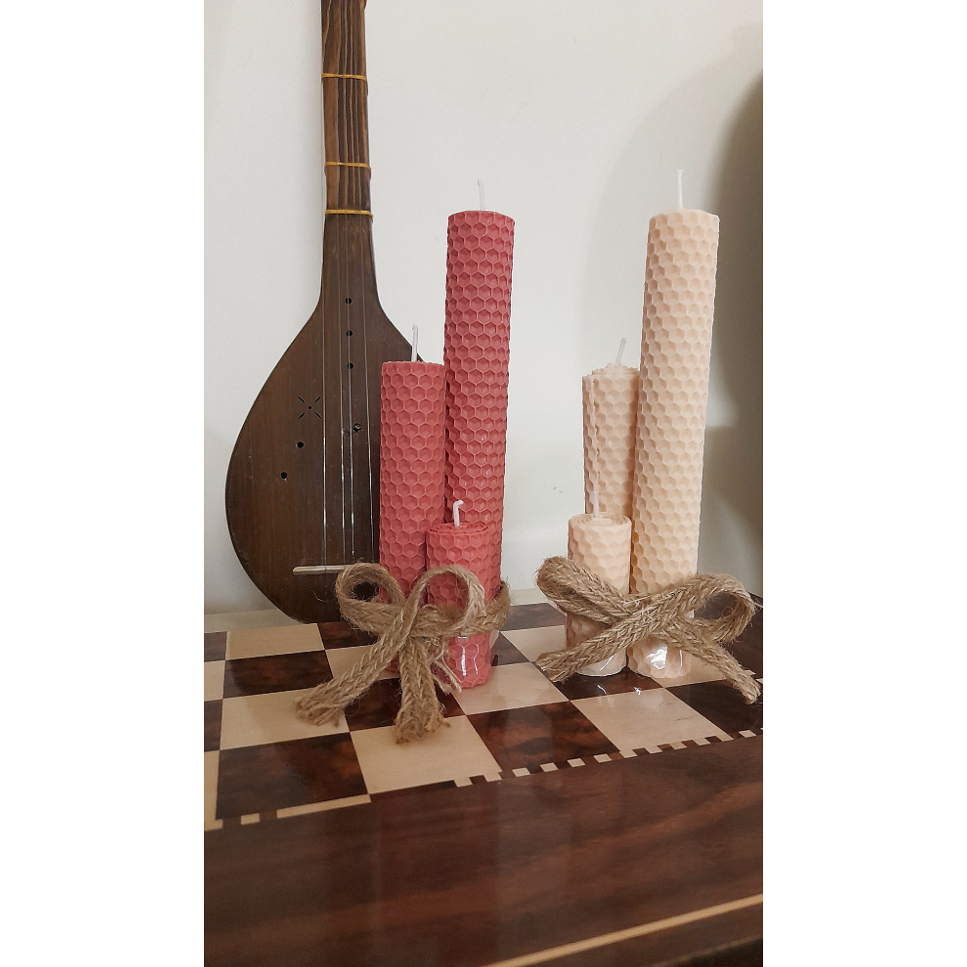 شمع ولنتاین موم عسل،  شمع بیزوکس ، شمع موم عسلی