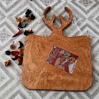 تخته گوشت و سبزی چوبی مدل مستطیل دسته گوزنی 