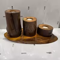 جاشمعی 3 تایی چوبی کفه دار