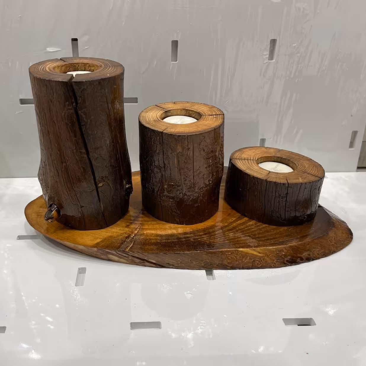 جاشمعی 3 تایی چوبی کفه دار