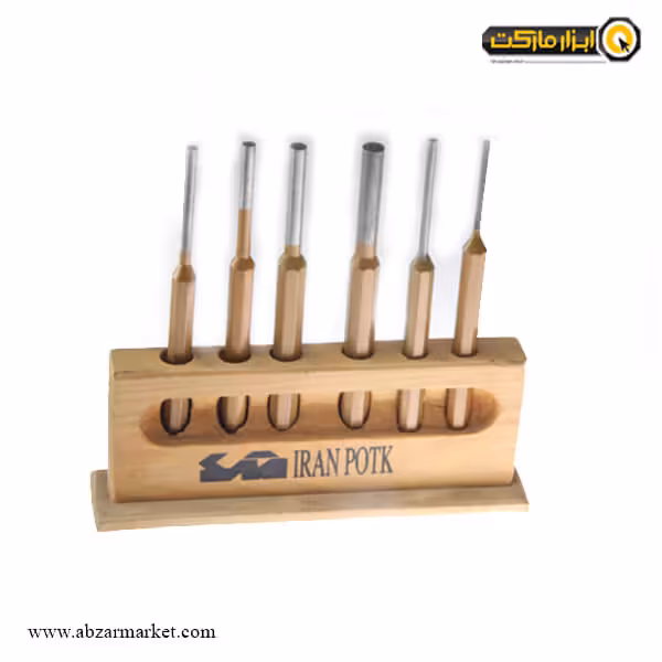 ست سنبه پین درار ایران پتک 6 عددی با پایه چوبی مدل LH-9010