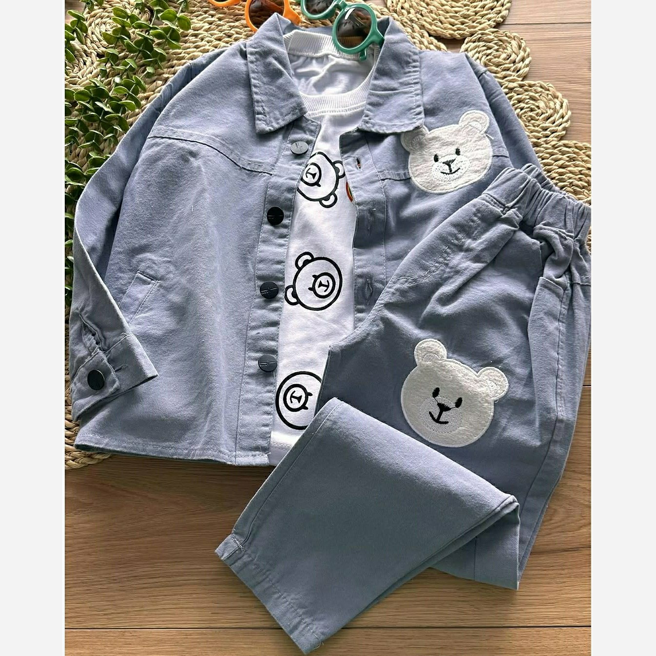 سه تیکه کتان بچگانه اسپرت 40 -45-55