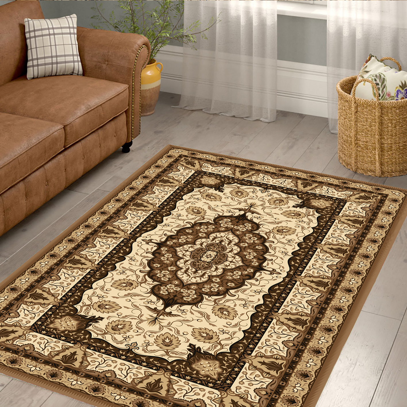 فرشینه سنتی پذیرایی رنگ کرم WA-1734