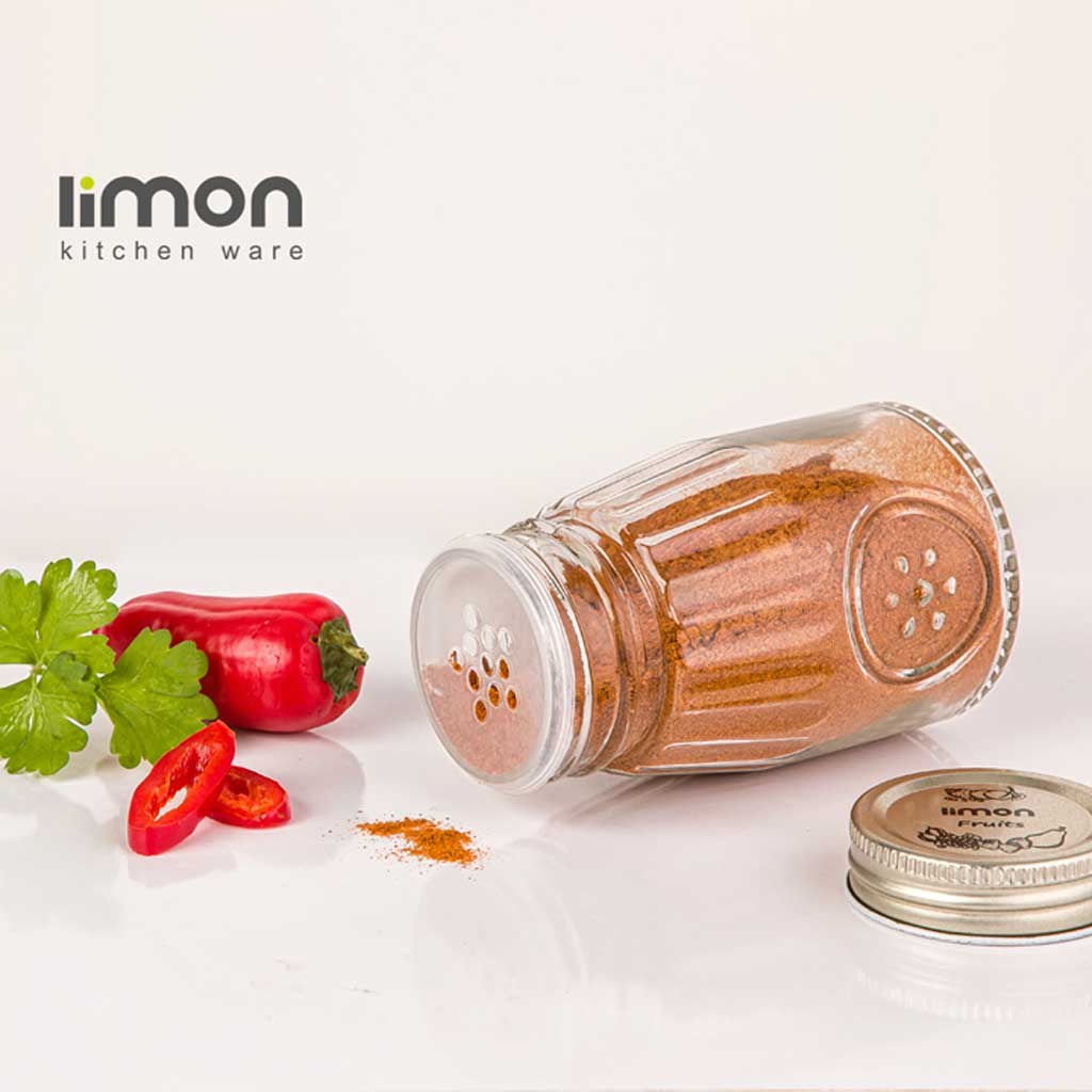جا ادویه شیشه ای درب استیل 240 میلی لیتر لیمون