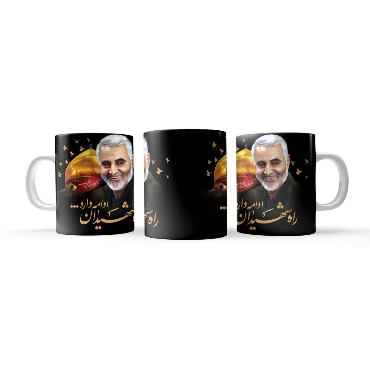 ماگ طرح سردار سلیمانی کد 9 از جنس سرامیک با کیفیت درجه یک و رنگ سفید
