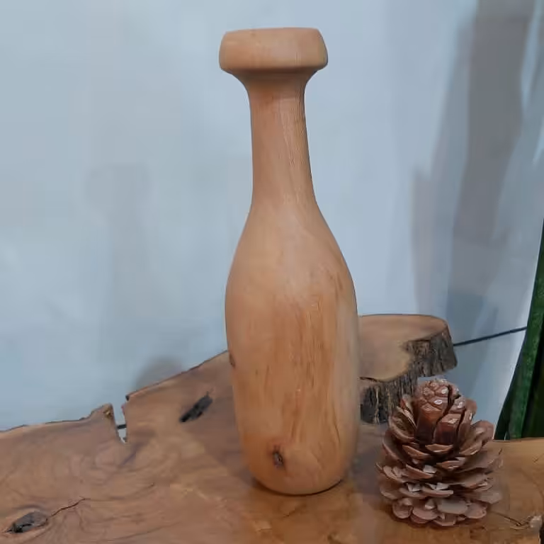 گلدان چوبی شیک چوب چنارموج قطر5 رنگ طبیعی چوب
