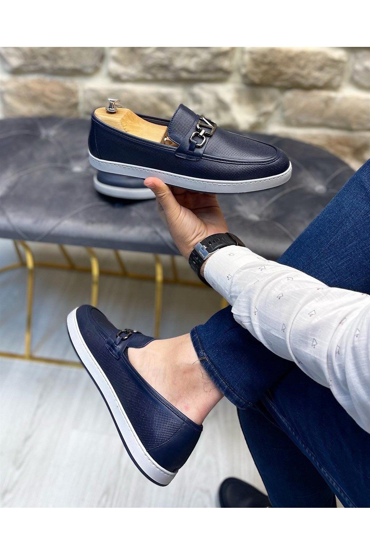 کفش های کژوال آبی مردانه NAVY STRE 9052 &#039;S ByItallanoshoes