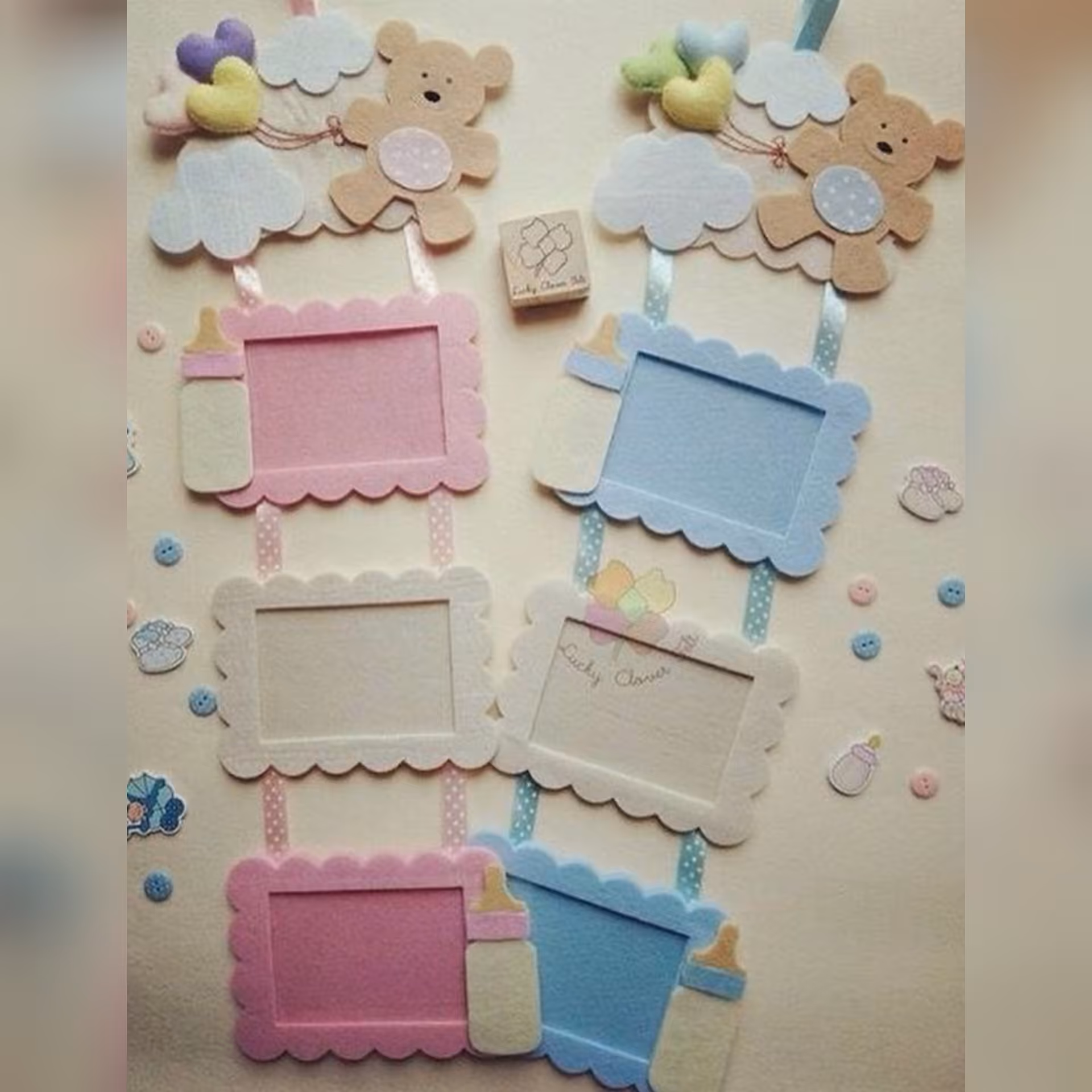 قاب عکس نمدی اتاق نوزاد ، 3عددی ، ریسه ای