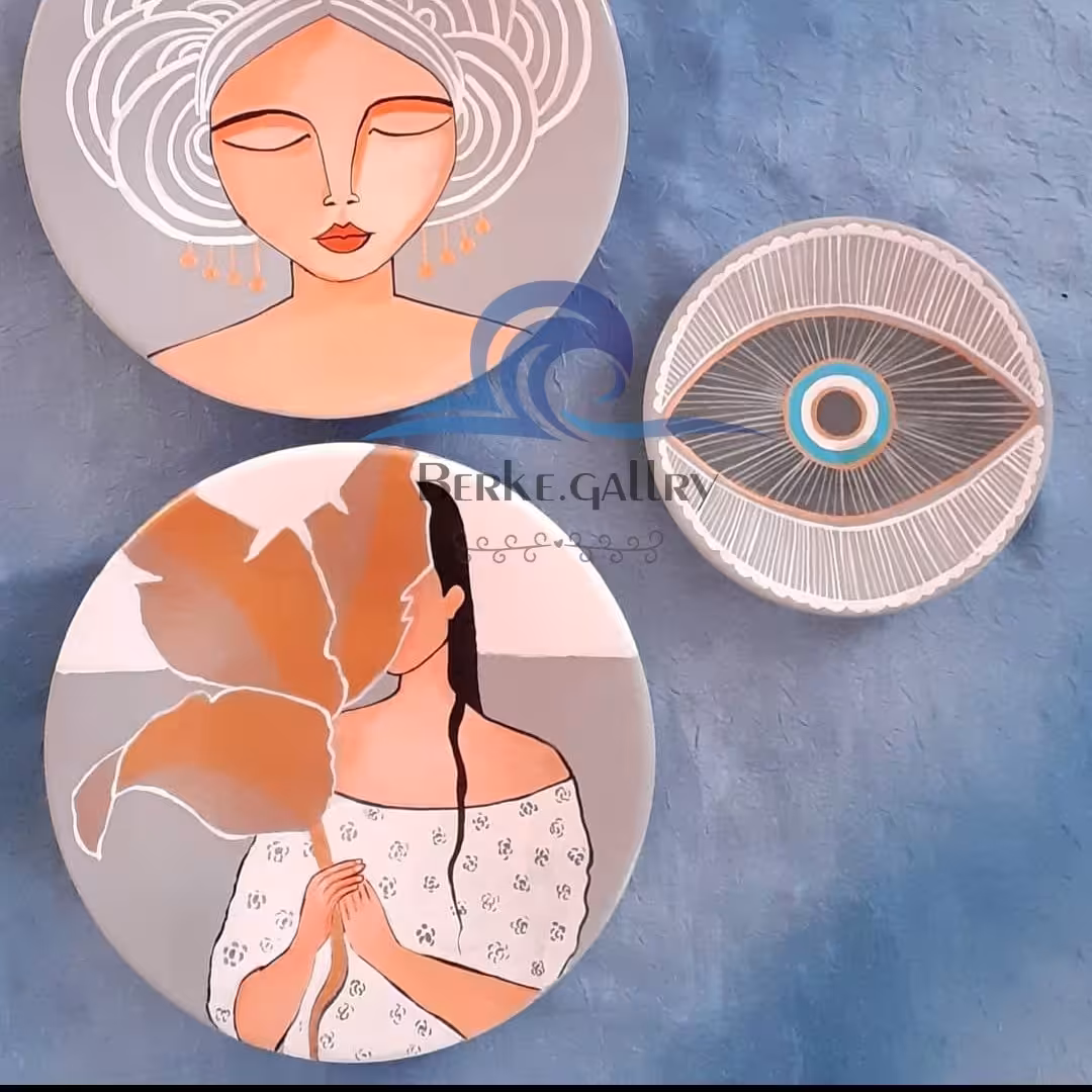 بشقاب سفالی دیوارکوب مجموعه 3عددی زیبا وخاص