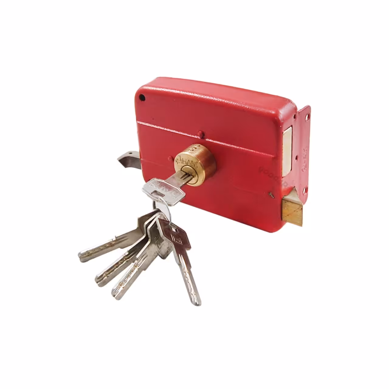 قفل حیاطی 5 کلید کامپیوتری برنجی بدون مقابلی طرح کالی مغزی برنجی حامی