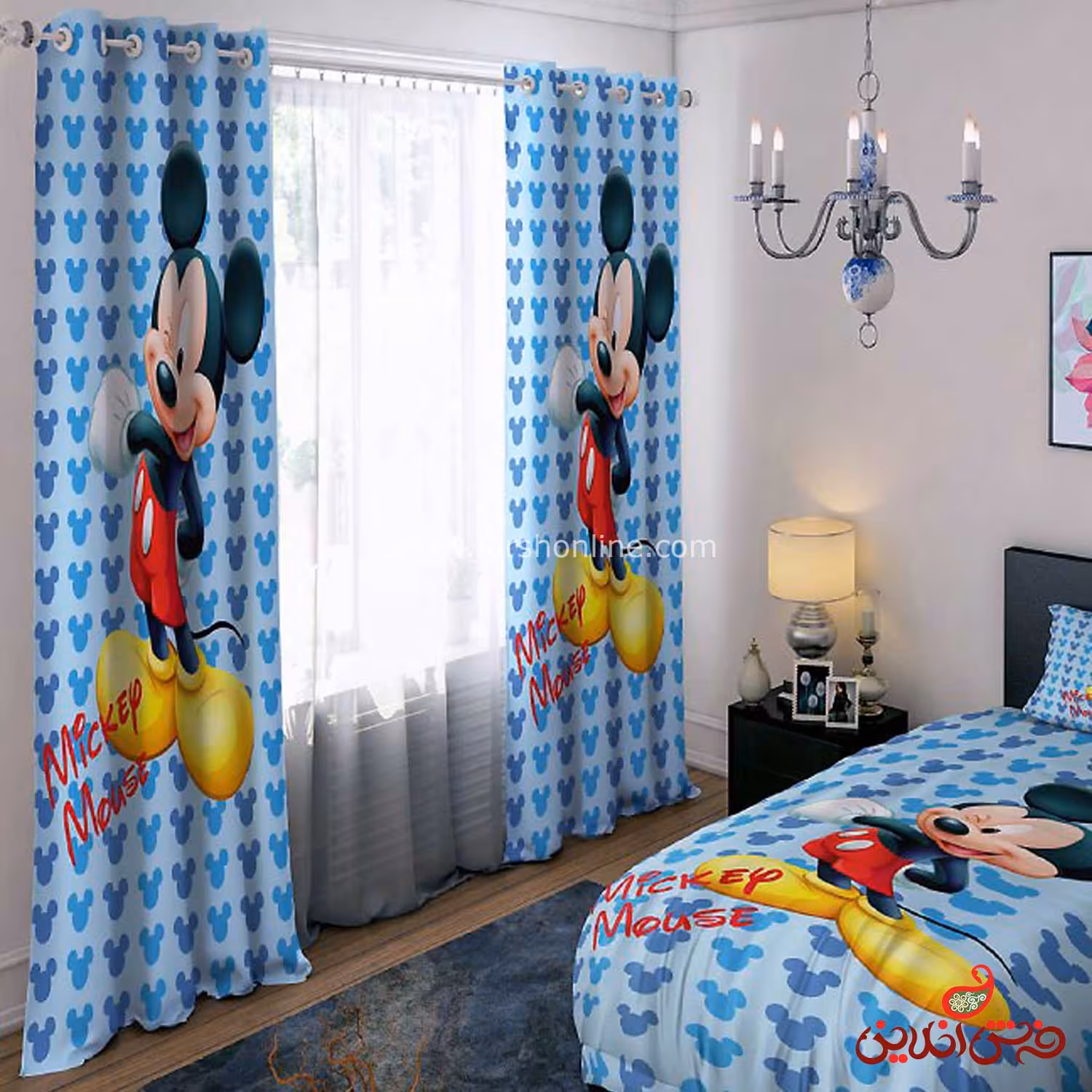 پرده 2 عددی کد 15591/1 طرح میکی ماوس