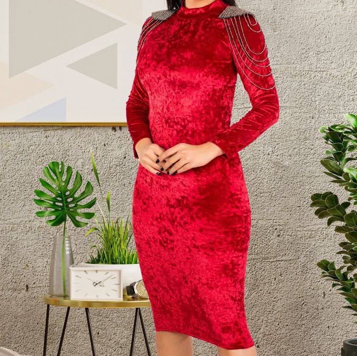 پیراهن یلدایی مخمل سرشونه خرجکار