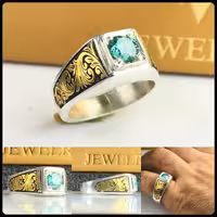 انگشترفوق العاده زیبا حرز امام جوادبامخراج موزانایت اصلی رکاب دست ساز