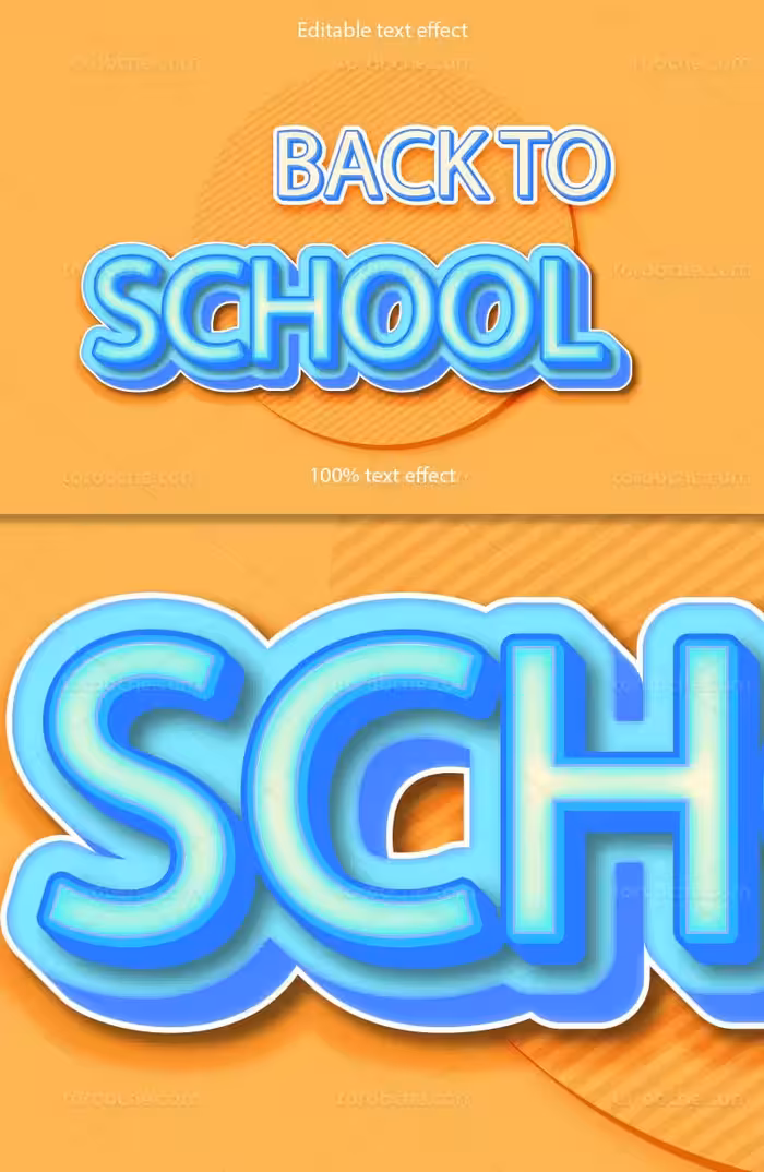 وکتور افکت متن سه بعدی آبی سفید | گرافیک با طعم تربچه