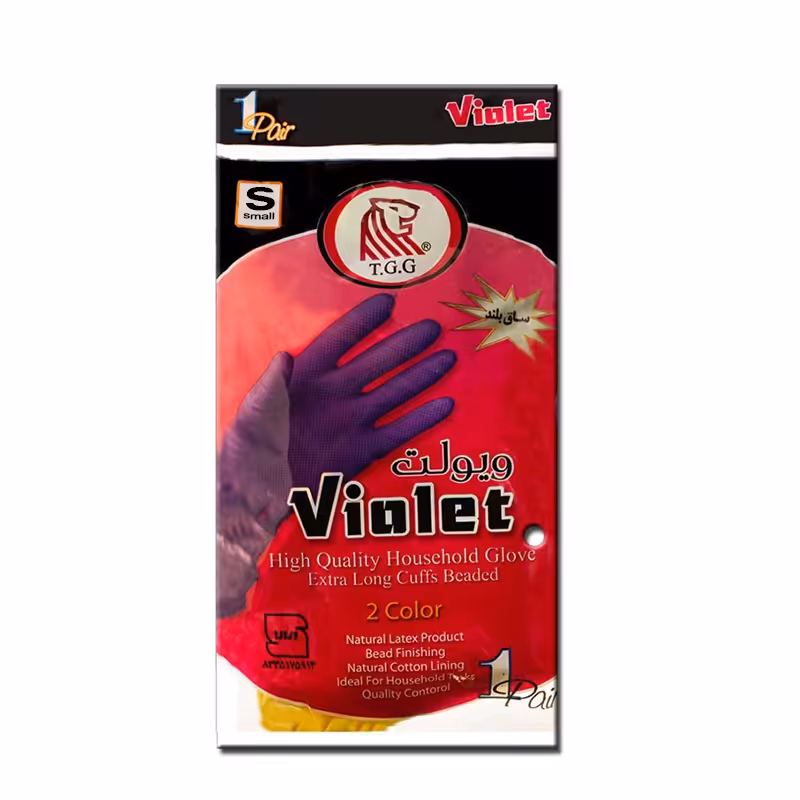 دستکش ساق بلند دو رنگ ویولت سایز کوچک