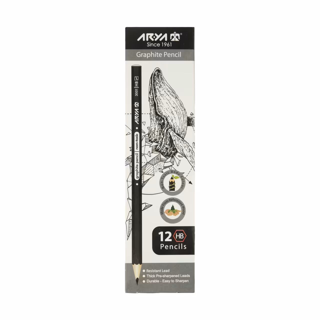 مداد مشکی آریا کد 3001 بسته 12 عددی