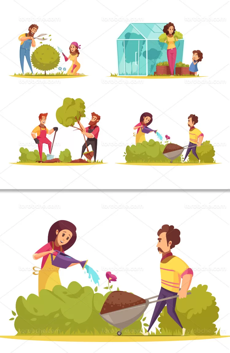 وکتور باغبانی با کیفیت | گرافیک با طعم تربچه