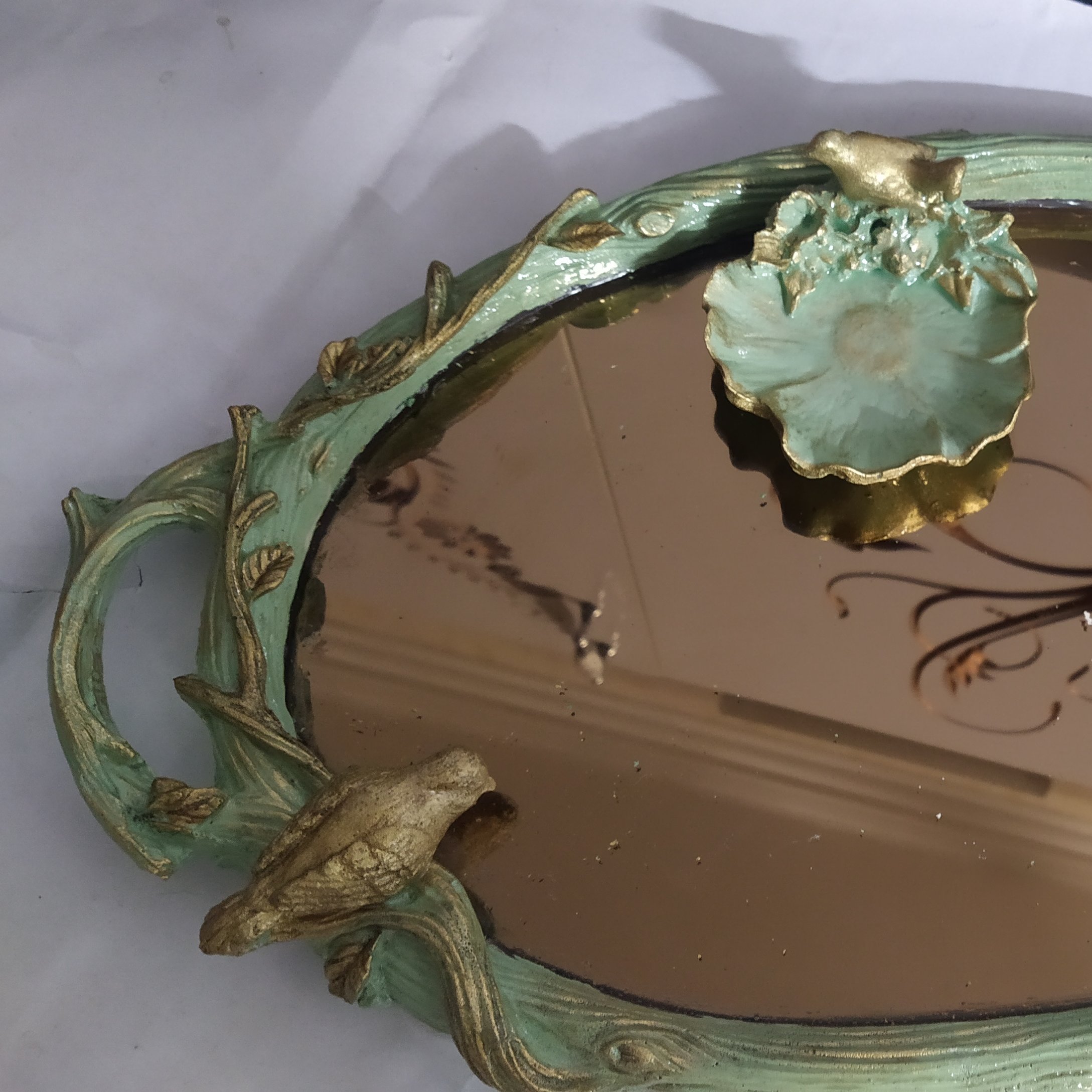سینی دکوراتیو سبز پتینه رنگ ثابت