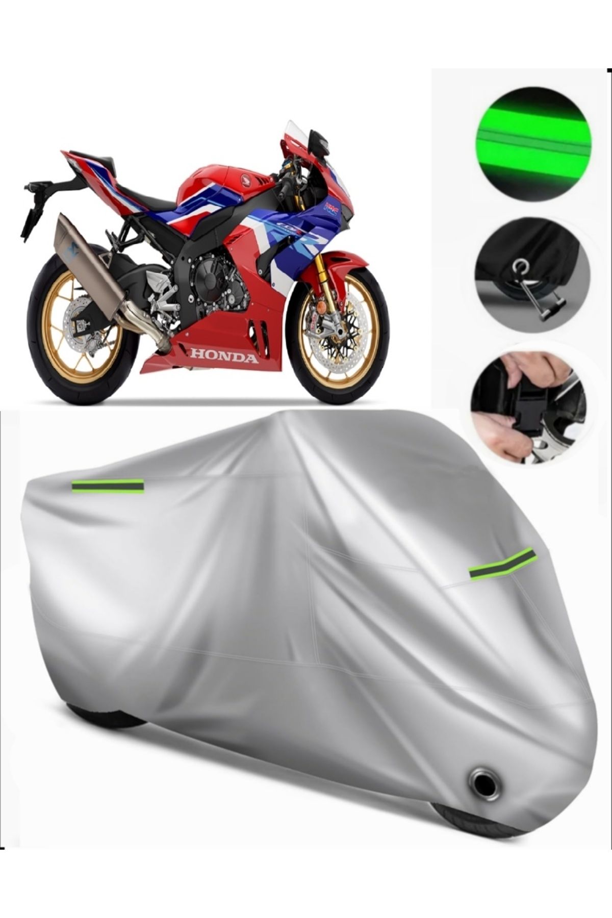چادر موتورسیکلت خاکستری HONDA CBR 1000 RR FIREBLADE SP سازگار با برزنت سیکلت برنزه قفل GRI MotoEn