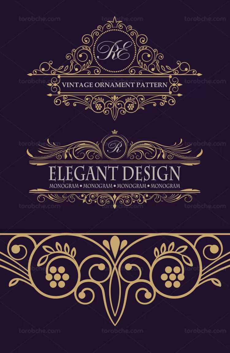 طرح وکتور مونوگرام طلایی | گرافیک با طعم تربچه