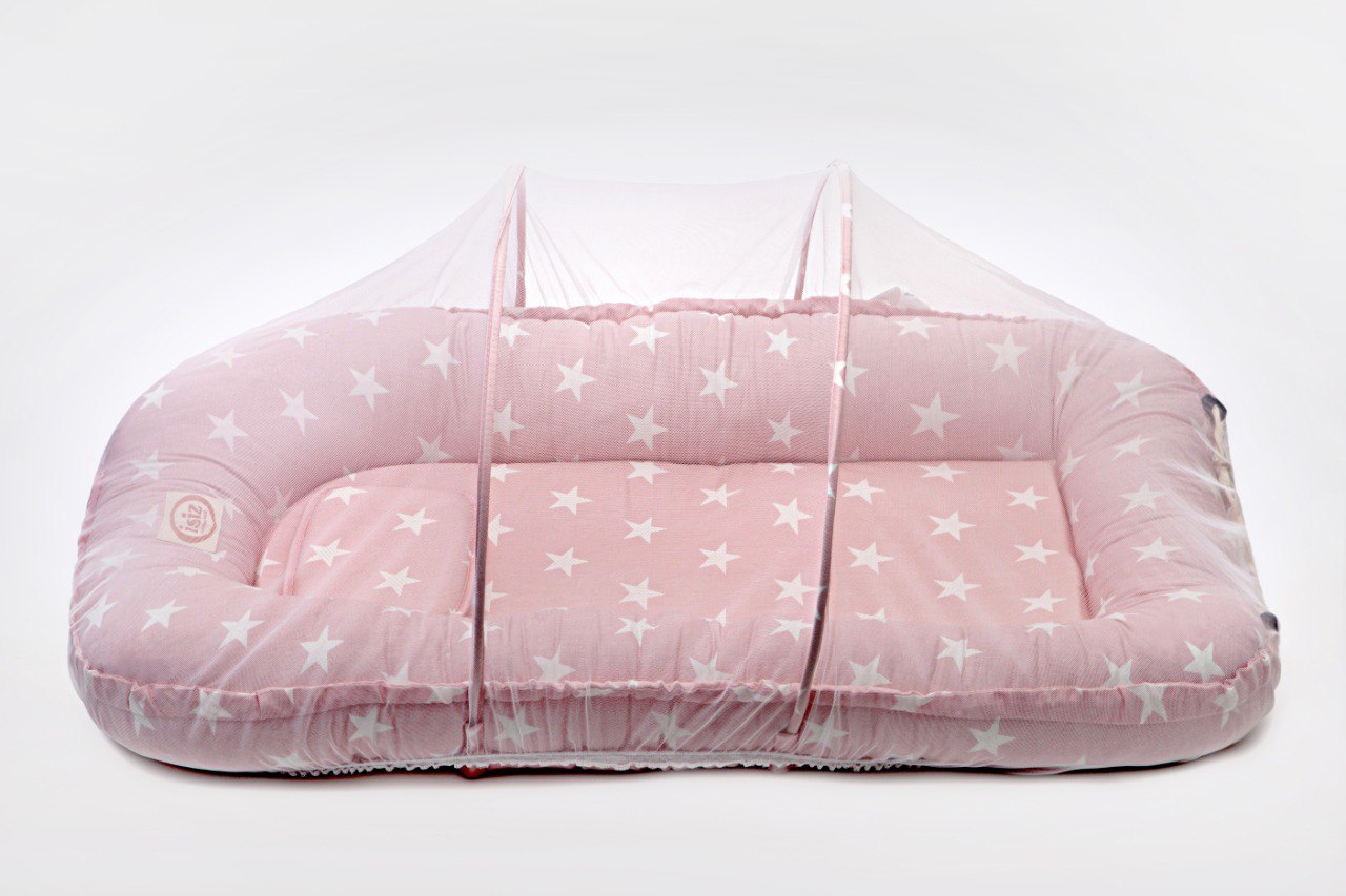 پشه بند تشک گارد دار نوزاد طرح دار صورتی ایس ایز Isiz