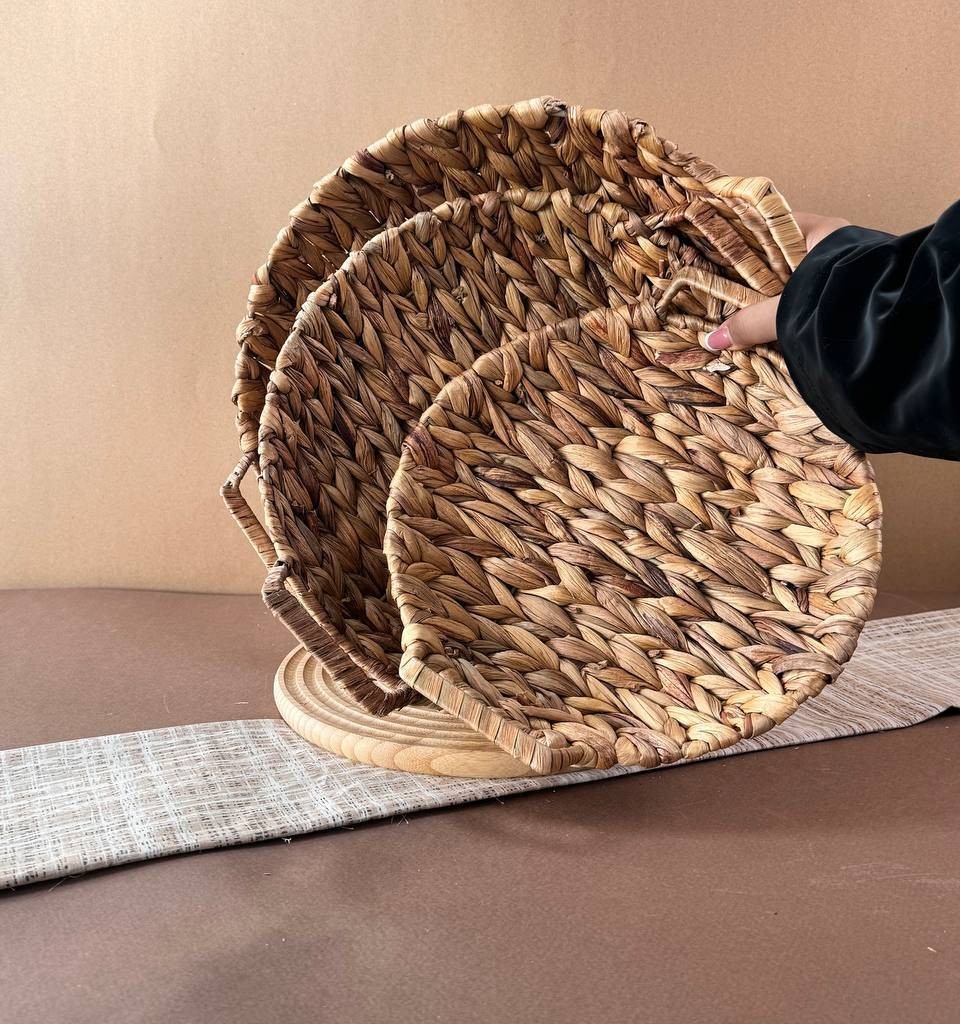ست سه عددی سبد حصیری مدل گرد