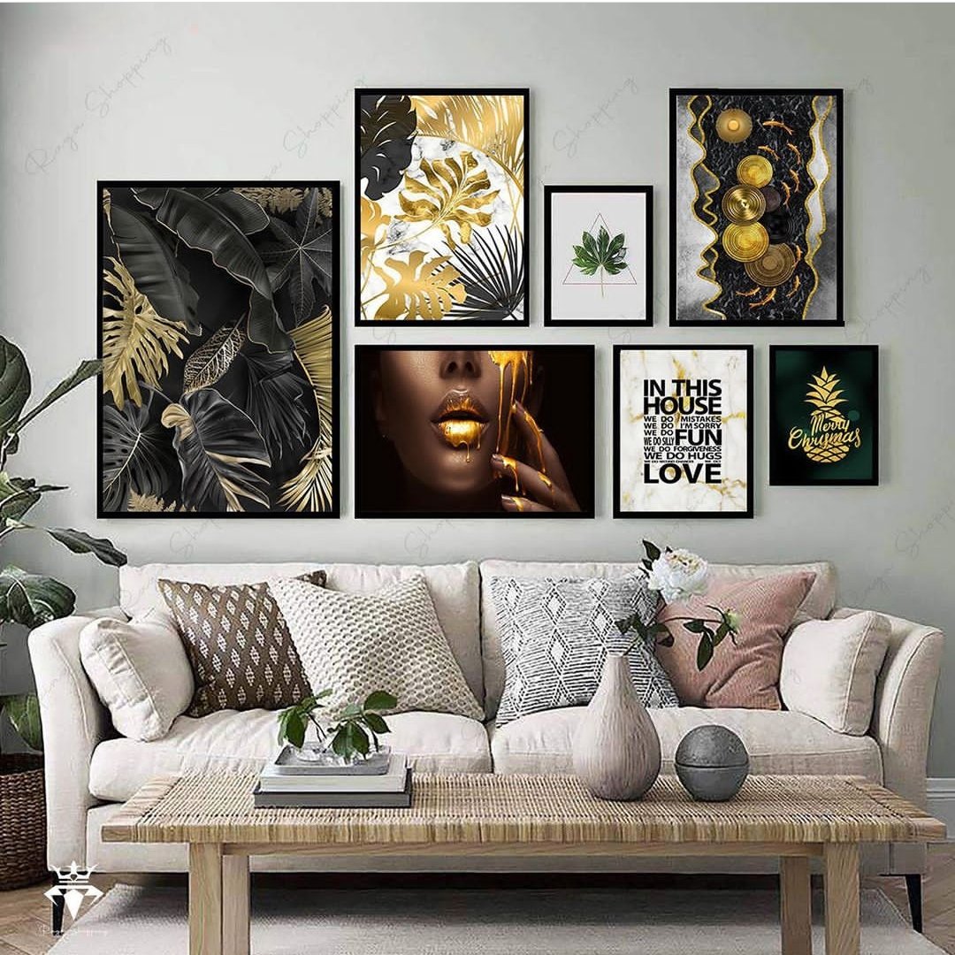 تابلو دکوراتیو 7 تکه قاب پی وی سی و چاپ سیلک