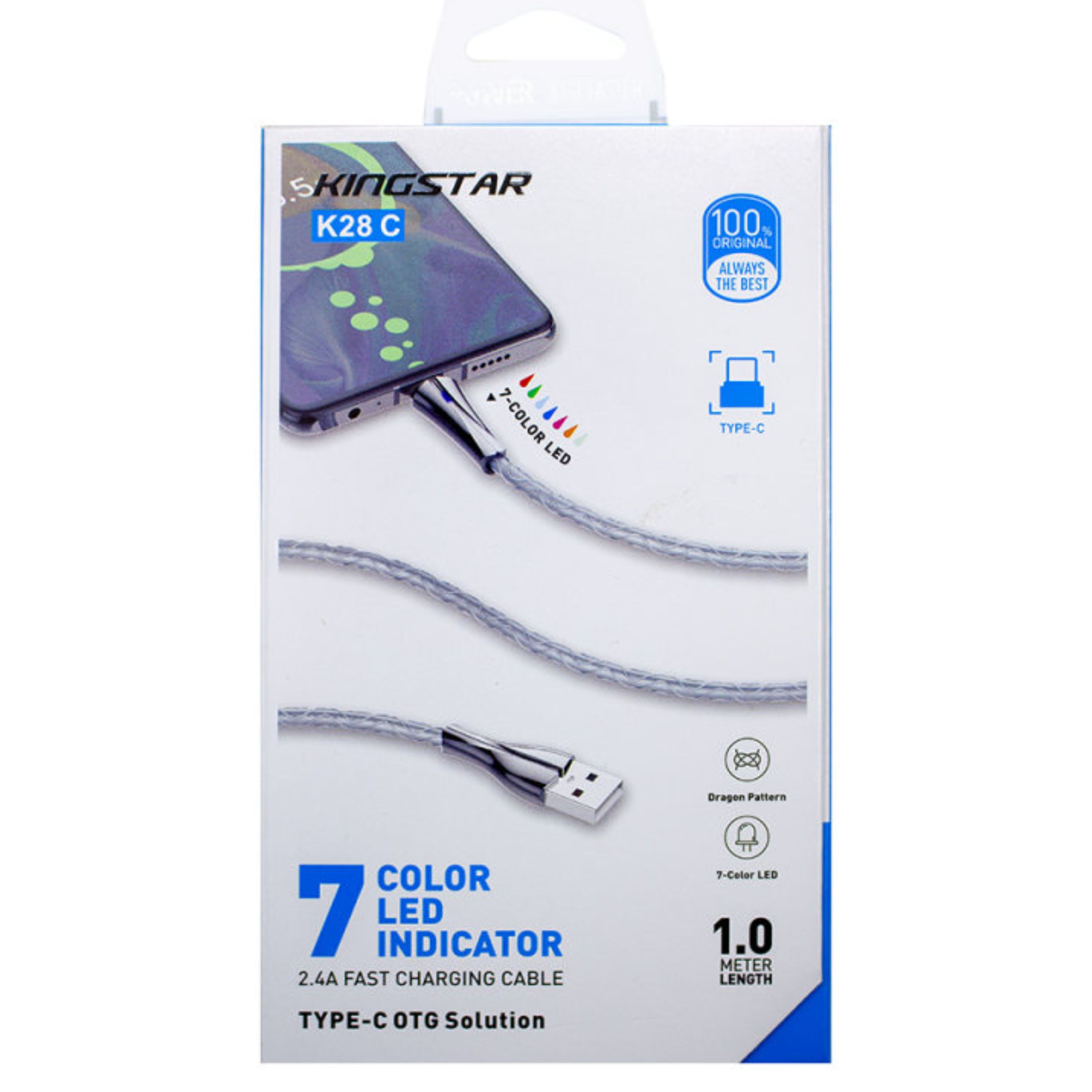 کابل کینگ استار تبدیل USB به لایتنینگ مدل K28i کنفی طول 100سانتی متر