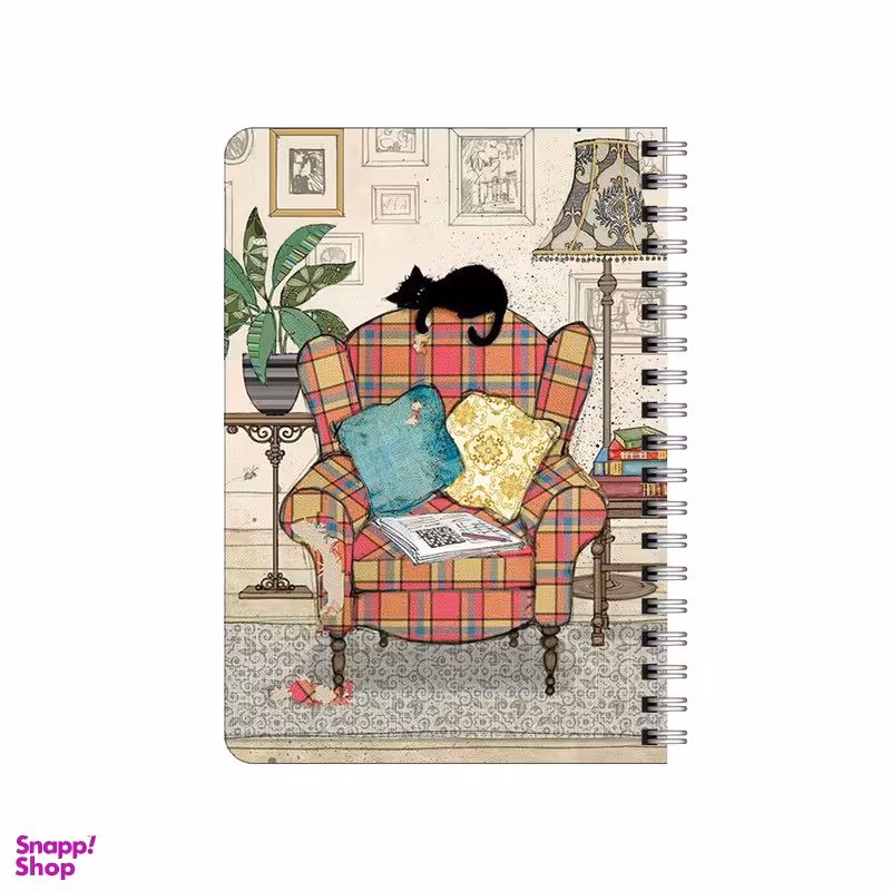 دفترچه یادداشت 80 برگ بامبیلیپ مدل چوبی طرح اتاق نشیمین و گربه کد 3031145