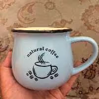 ماگ سرامیکی مارک رجینال گنجایش 300 رنگ آبی طرح فنجان