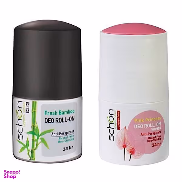 رول ضد تعریق مردانه شون (Schon) مدل فرش بامبو به همراه رول ضد تعریق زنانه مدل پینک پرنسس حجم 50 میلی‌ لیتر