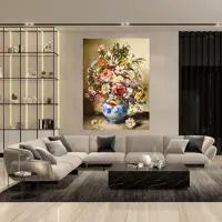 تابلوفرش دستبافت گل و گلدان آنافرش بدون قاب